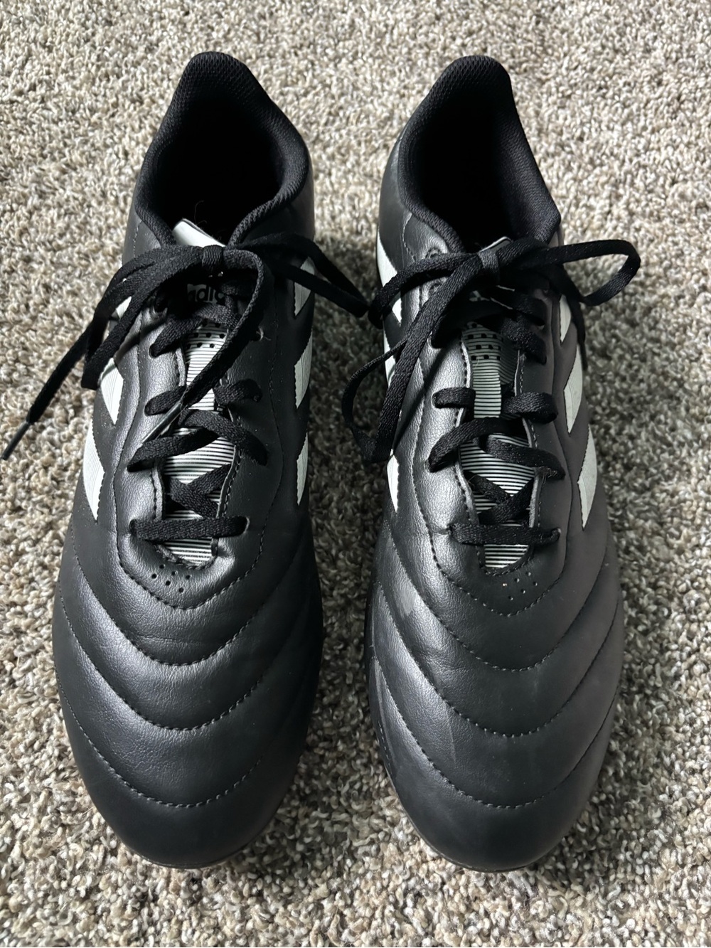Men’s adidas Black Soccer Cleats with White Stripes